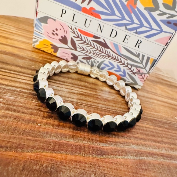 Plunder Designs Retired “Essie” Magnetic Silver Tone and Black Bangle Bracelet - Picture 7 of 16